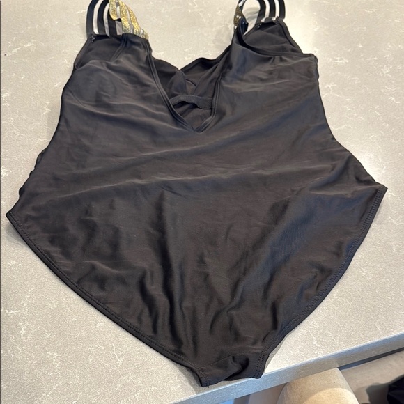 ASOS Black One Piece Swimsuit with Gold Straps - Picture 5 of 6